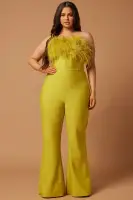 Fay Feather Bandage Jumpsuit(Chartreuse,XS)