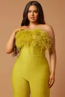 Fay Feather Bandage Jumpsuit(Chartreuse,XS)