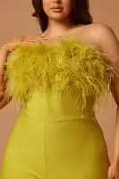 Fay Feather Bandage Jumpsuit(Chartreuse,XS)