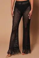 Bohemian Dreams Crochet Pant(Black,XS)