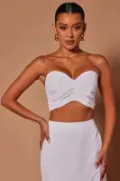 Marissa Linen Ruched Crop Top