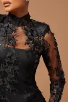 Poppy Embroidered Mini Dress(Black,XS)