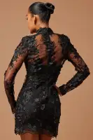 Poppy Embroidered Mini Dress(Black,XS)