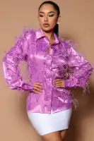 Angelina Feathered Button Front Top