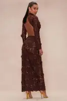 Dayna Floral Embroidered Skirt Set(Chocolate,XS)