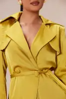 Gabriella Satin Trench Coat And Pant Set(Chartreuse,XS)