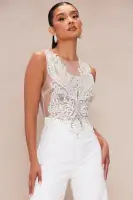 Mia Embellished Jumpsuit(White,XS)