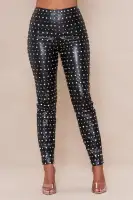 Caralynn Embellished Faux Leather Pant(Black,XS)