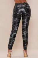 Caralynn Embellished Faux Leather Pant(Black,XS)