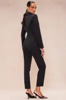 Vera Floral Applique Pant Suit Set(Black,XS)