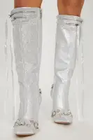 Sending My Best Heeled Boots(Silver,6)