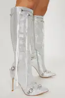 Sending My Best Heeled Boots(Silver,6)