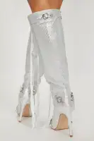 Sending My Best Heeled Boots(Silver,6)
