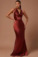 Laena Satin Draped Maxi Dress