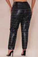 Caralynn Embellished Faux Leather Pant(Black,XS)