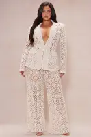 Amalfi Crochet Blazer Suit Set(Cream,XS)