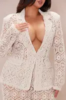 Amalfi Crochet Blazer Suit Set(Cream,XS)