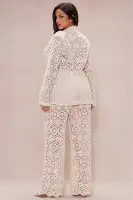 Amalfi Crochet Blazer Suit Set(Cream,XS)