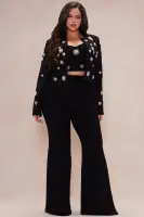 Avah Embellished Blazer Suit Set(Black,XS)
