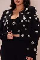 Avah Embellished Blazer Suit Set(Black,XS)