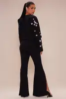 Avah Embellished Blazer Suit Set(Black,XS)