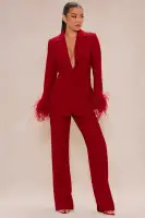 Clarissa Feather Blazer Suit Set