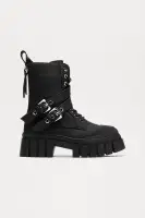 Never Over Buckle Combat Boots