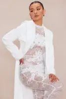 Dominique 2 Piece Jumpsuit And Trench Coat Set(White,XS)