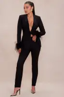 Clarissa Embellished Feather Blazer Suit Set