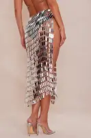 Kim Mirror Midi Skirt(Silver,S)