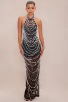 Chloe Embellished Pearl Maxi Dress