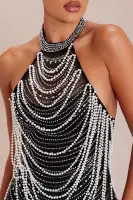 Chloe Embellished Pearl Maxi Dress(Black,XS)