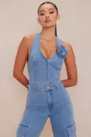Ali Denim Pant Set(Medium Wash,XS)