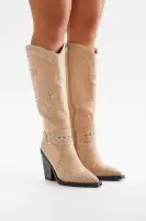Sedona Studded Cowboy Boots(Cream,5.5)