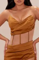 Gala Satin Corset Maxi Dress(Copper,XS)
