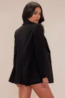 Chic Blazer Short Suit Set(Black,XS)
