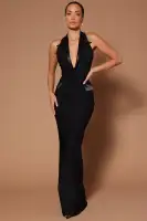 Ericka Deep V Collared Maxi Dress