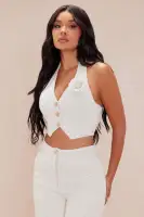 Sandra Tweed Vest Suit Set(Cream,XS)