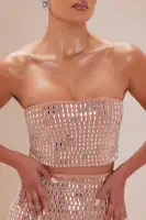 Sia Embellished Skirt Set(Nude,XS)