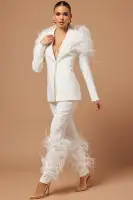 Alexis Feathered Pant Suit Set