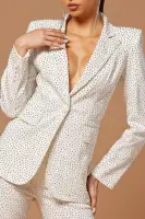 Josie Embellished Denim Blazer(White,XS)