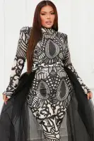 Bring The Drama Tulle Sequin Jumpsuit(Black/combo,XS)