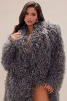 Freya Faux Fur Coat(Grey,XS)