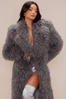 Freya Faux Fur Coat(Grey,XS)