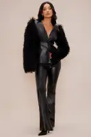 Heather Faux Leather Pant Set(Black,XS)