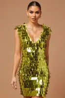 Aneesha Paillette Mini Dress(Chartreuse,XS)