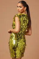 Aneesha Paillette Mini Dress(Chartreuse,XS)