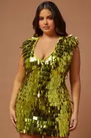 Aneesha Paillette Mini Dress(Chartreuse,XS)