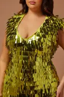 Aneesha Paillette Mini Dress(Chartreuse,XS)