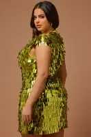 Aneesha Paillette Mini Dress(Chartreuse,XS)